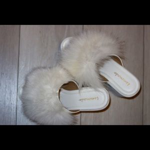 La Modish Boutique White Fur Platforms